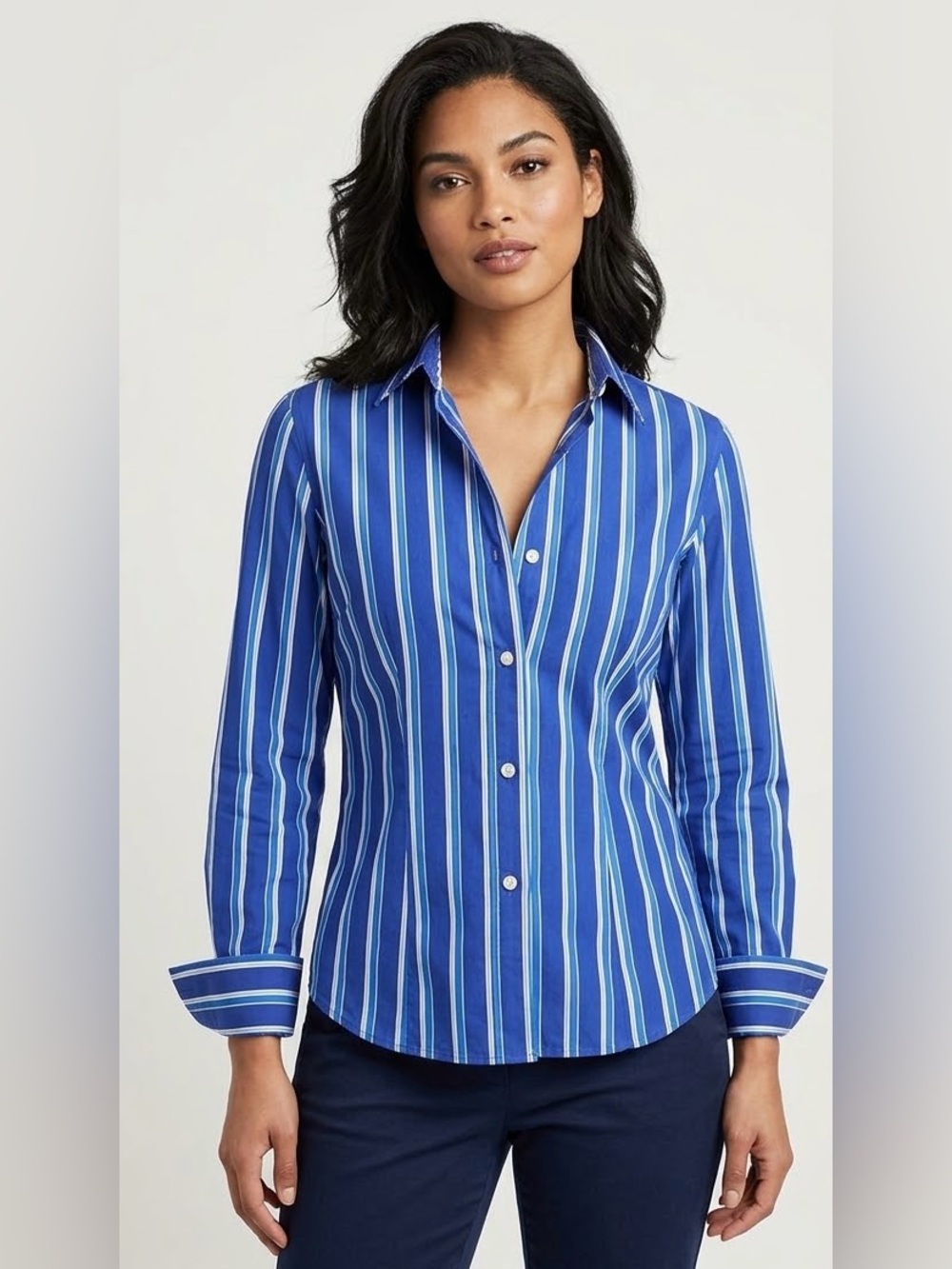 Blue Stripe Button Down Blouse